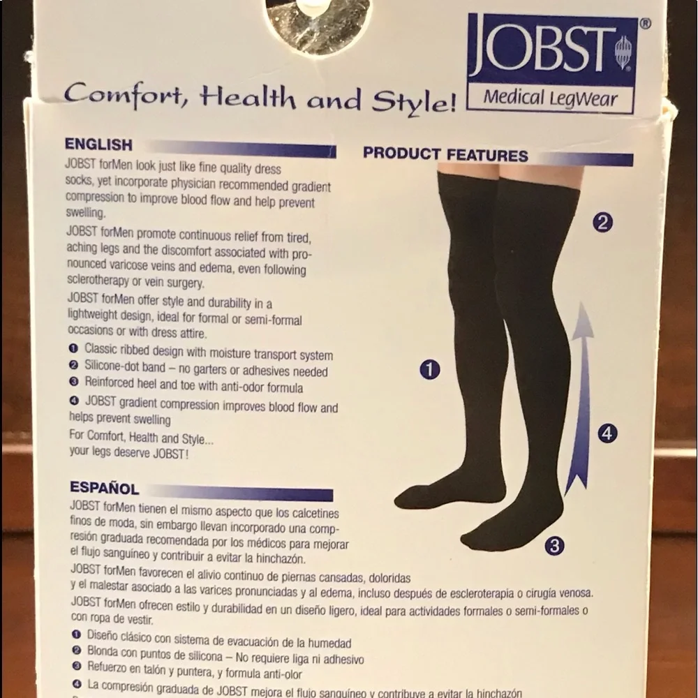 Jobst Medical Legwear for 30-40 mmHG Men Thigh High Khaki Size Large Vintage